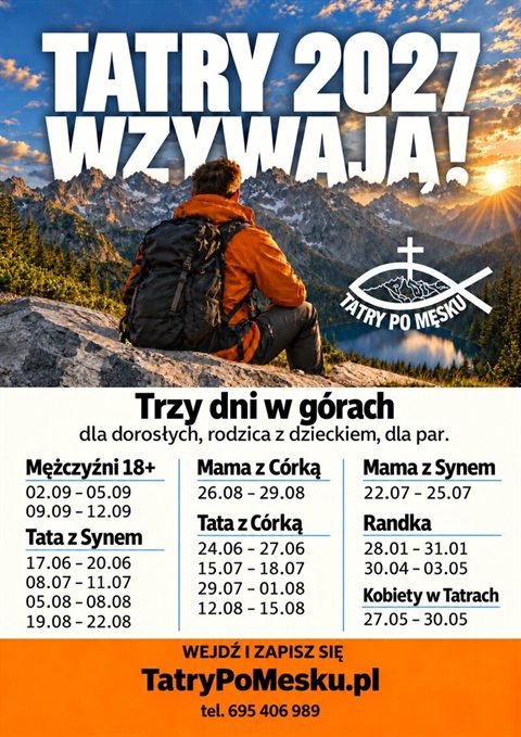 Plakat Tatry Po Męsku 2027: Tatry 2027 wzywają! Terminy wszystkich turnusów i adres TatryPoMesku.pl